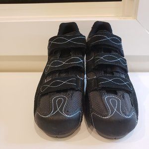 Bodygeometry Cycling Shoes Black/Gray with Teal Detail Velcro Closures Size 8.5